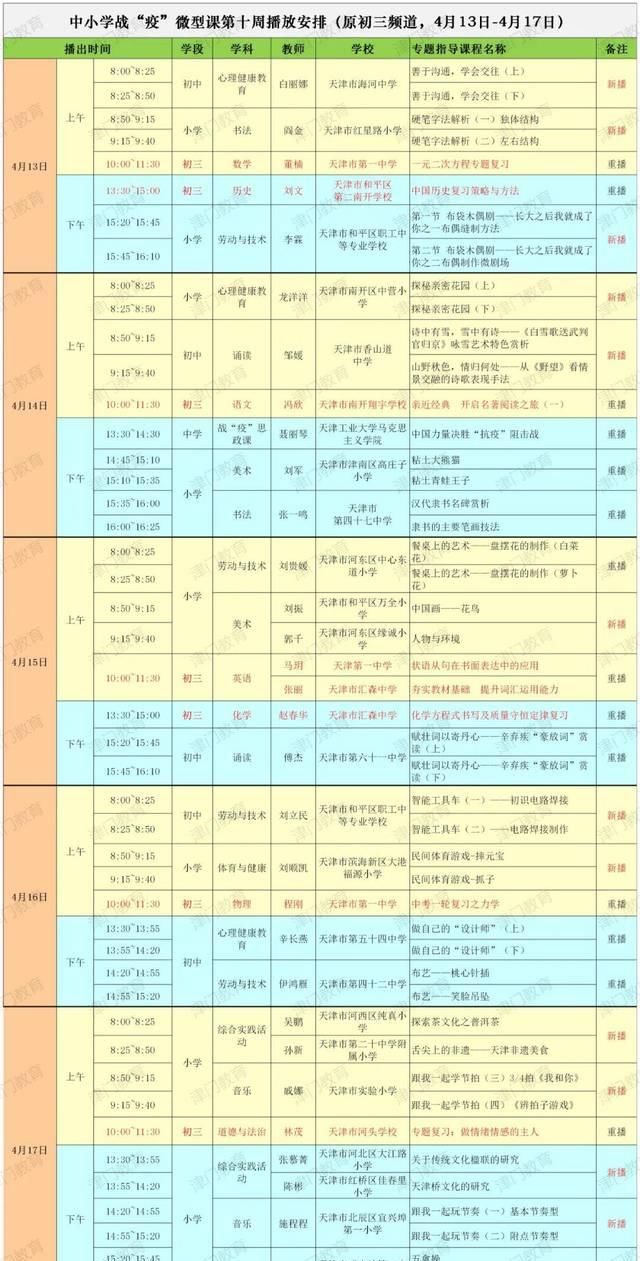  「扩散」扩散 | @初高三学生，下周课表来啦！