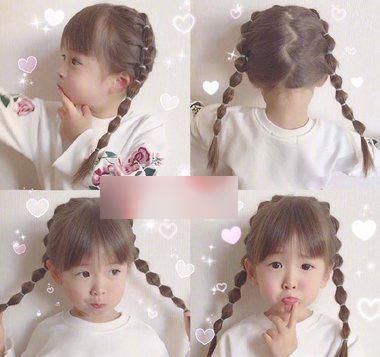 齐刘海萌萝莉发型，小学女孩中长发扎发！