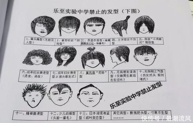  「发布」无脸见人型、垂帘听政型…一中学发布禁止发型，网友笑哭