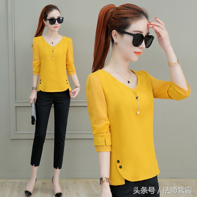 秋款小衫,老婆连买6件,搭配小脚裤,气宇非凡,美得快认不出了