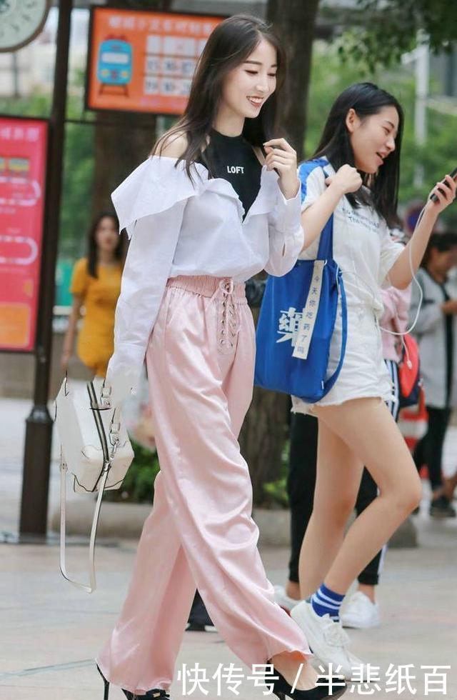  『特别』美女阔腿裤加高跟鞋,走起路来特别优雅