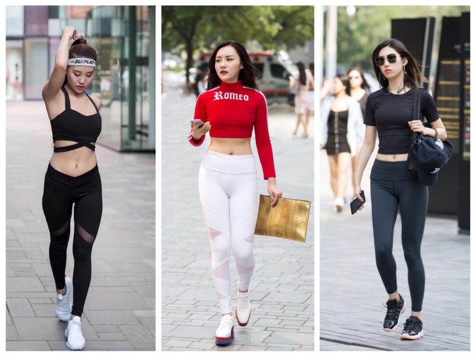 街拍:当好身材遇到打底裤，才知道什么是性感好看