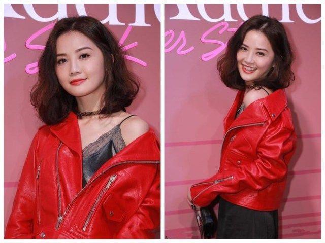 刘亦菲阿sa同穿红色皮衣，一个清纯似仙女一个风尘似舞女