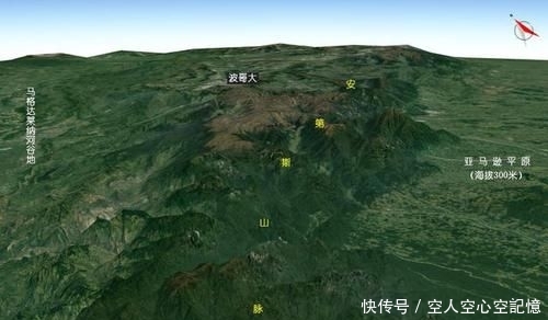 高清3D地势图,世界海拔最高的三个首都:波哥大、基多、拉巴斯