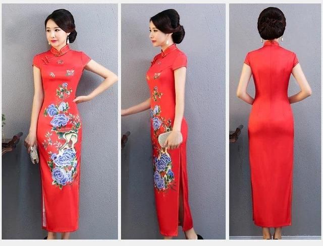 人字纹复古旗袍，优雅气质随着窈窕女子娓娓道来！