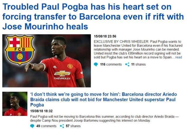 博格巴当曼联队长难阻不和谣言！又与穆帅冲突？穆帅这话揭示真相