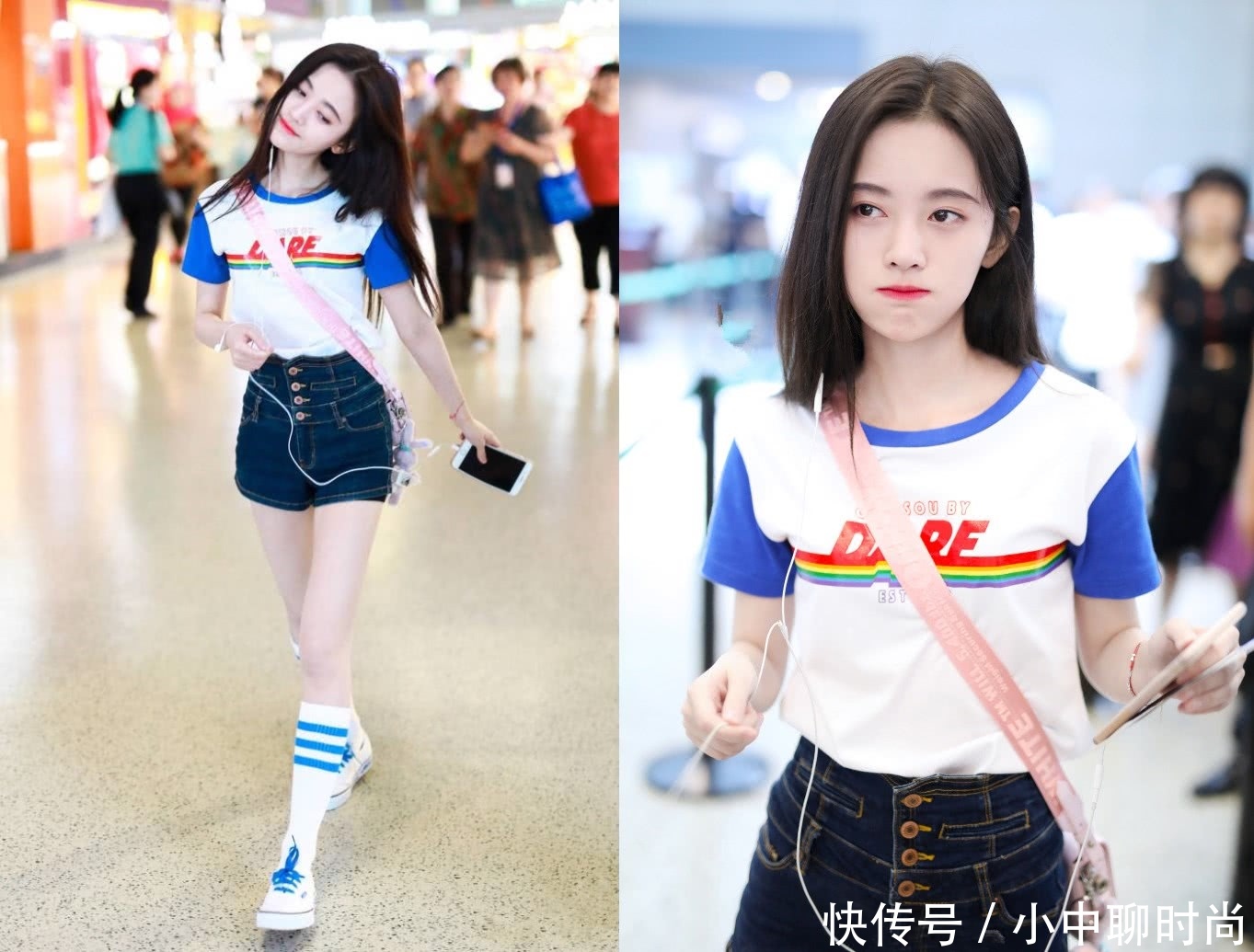 鞠婧祎红T配短裙现身,大长腿藏不住,网友:谁说她腿短了?!