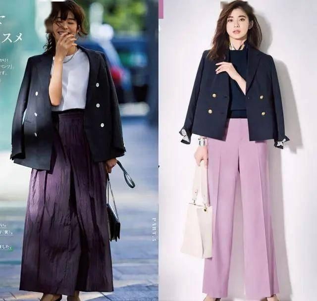 「装配」西装配阔腿裤，还是配裙子好看？