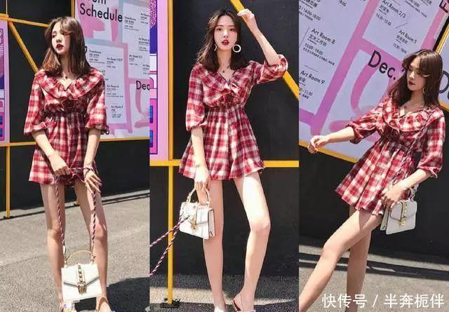  格子■夏季，适合小个子穿的格子连体短裤，穿上轻松显高很清凉
