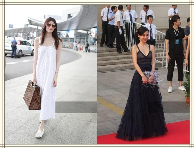 100斤何穗穿吊带裙竟输90斤杨颖？网友：终于知道超模和嫩模差距