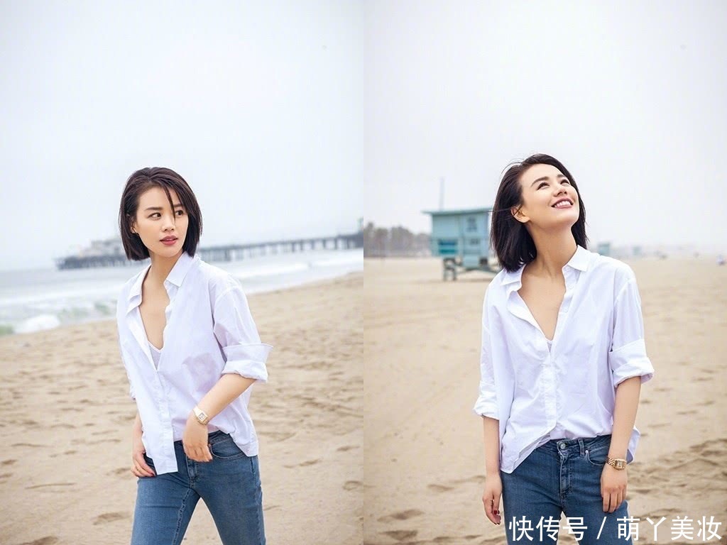 马思纯嫌牛仔裤太窄,故意把裤脚剪开叉,不仅不丑还显高10cm!