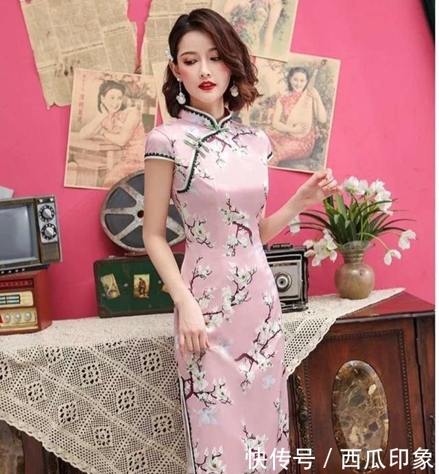 邂逅@美成如痴如醉的沉静旗袍!，丝绸与蕾丝邂逅,