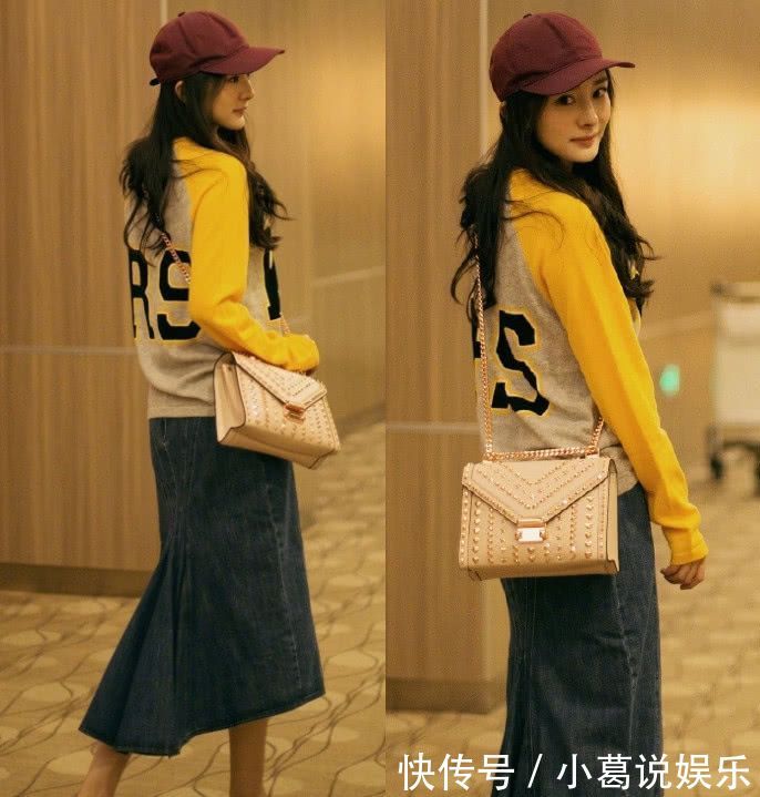 杨幂还是太瘦了！穿牛仔裙身后还收紧一大截，网友：能有70斤吗