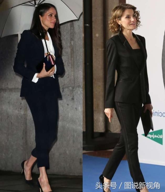46岁西班牙王后和梅根同穿一样衣服,一个展现阳刚美,一个柔情美
