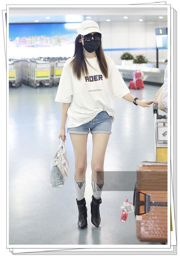 张天爱的衣品我不懂！穿短裤秀腿却又套高筒袜，网友：丑出新高度