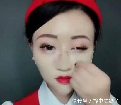 美艳空姐公开卸妆过程, 瓜子脸变大饼脸, 网友 好像在看画皮