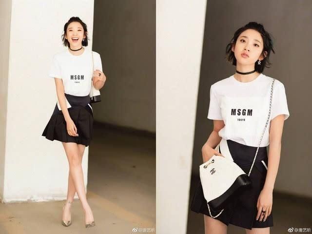 唐艺昕穿短裤暴露小粗腿，网友:这腿很健康，马竿没意思!