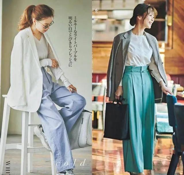  「装配」西装配阔腿裤，还是配裙子好看？