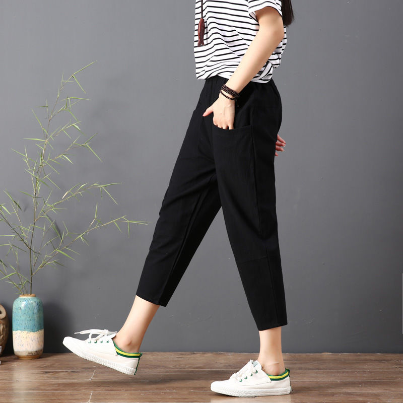 外出游玩穿裙子不方便!试试这样的小衫+棉麻裤，清凉透气超嫩美