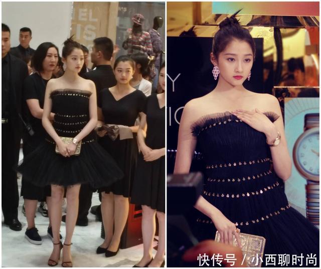 关晓彤这次终于穿对了!一袭黑色抹胸裙上身,筷子腿惊艳众人!