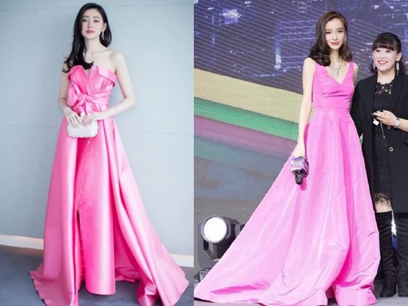 当90斤杨颖和96斤张天爱同穿粉色礼服，网友:苗条终究输给了微胖