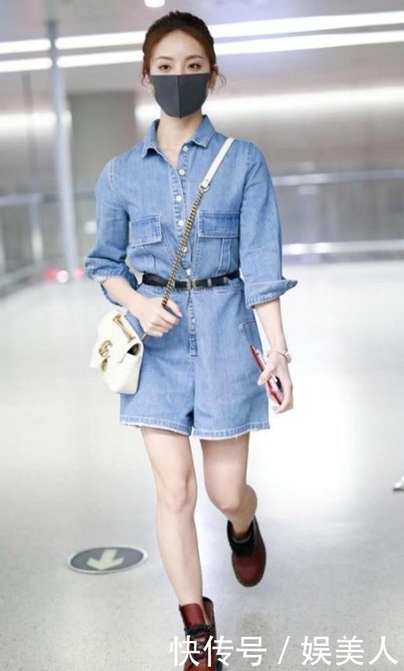 好显■赖雨濛牛仔连体裤清新甜美,搭配扎丸子头,好显少女范