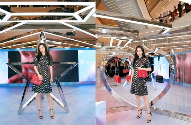 31岁杨幂与39岁周韵同穿波点连衣裙，网红脸和高级脸差别一目了然