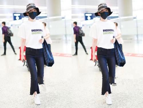 袁姗姗只不过是穿了条微喇裤，就像胖了20斤，网友：可惜了马甲线