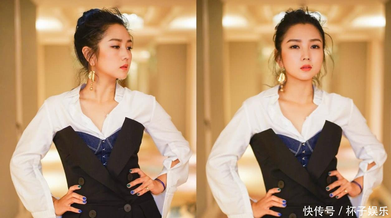 何洁衬衫外穿抹胸衣, 镜头往下移时我呆了, 网友: 这腿很真实!
