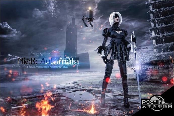 美女COS尼尔机械纪元2B 穿紧身衣身材火辣