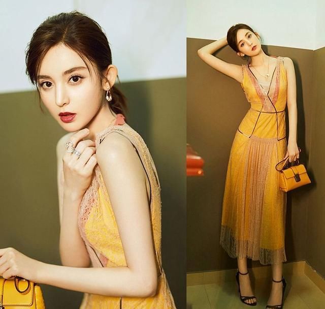  款淡黄：近期这条“浅黄的长连衣裙”忽然就火起来了，女星都会穿它！