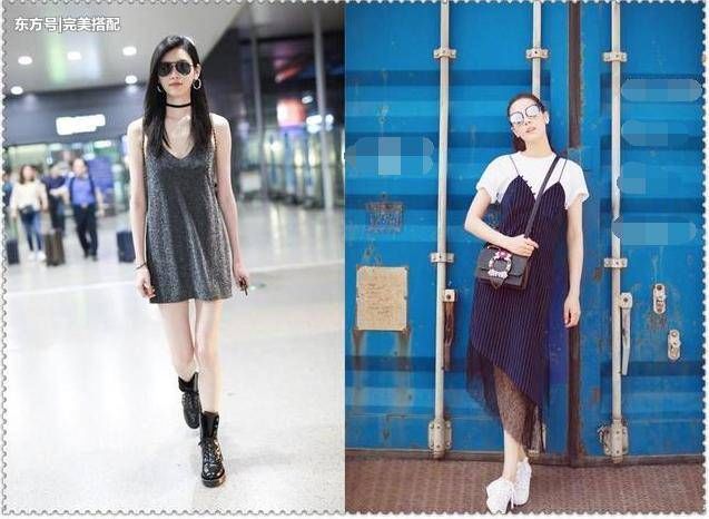 当迪丽热巴和奚梦瑶同穿吊带裙，才知道明星和超模到底差在哪