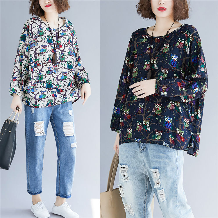 厌倦了裙子，不妨来件正流行的大码棉麻小衫，时髦显瘦还很实惠