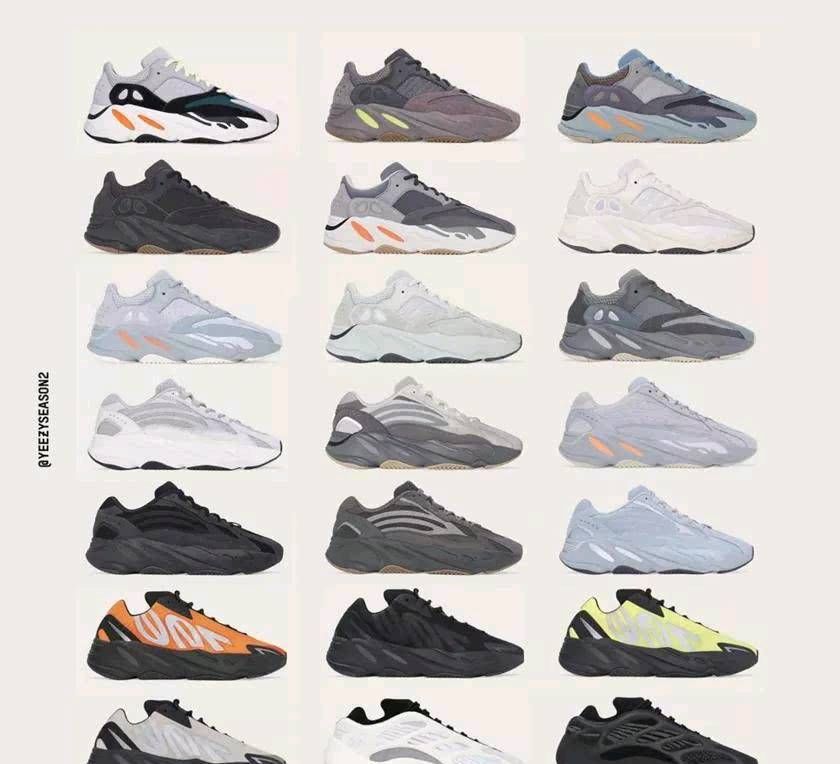  发布■yeezy 700系列发布了多少种颜色？一张能帮你清理的照片！