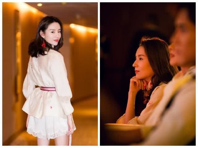 董洁越来越会穿了，印花连衣裙搭配高跟鞋，网友：真看不出37岁