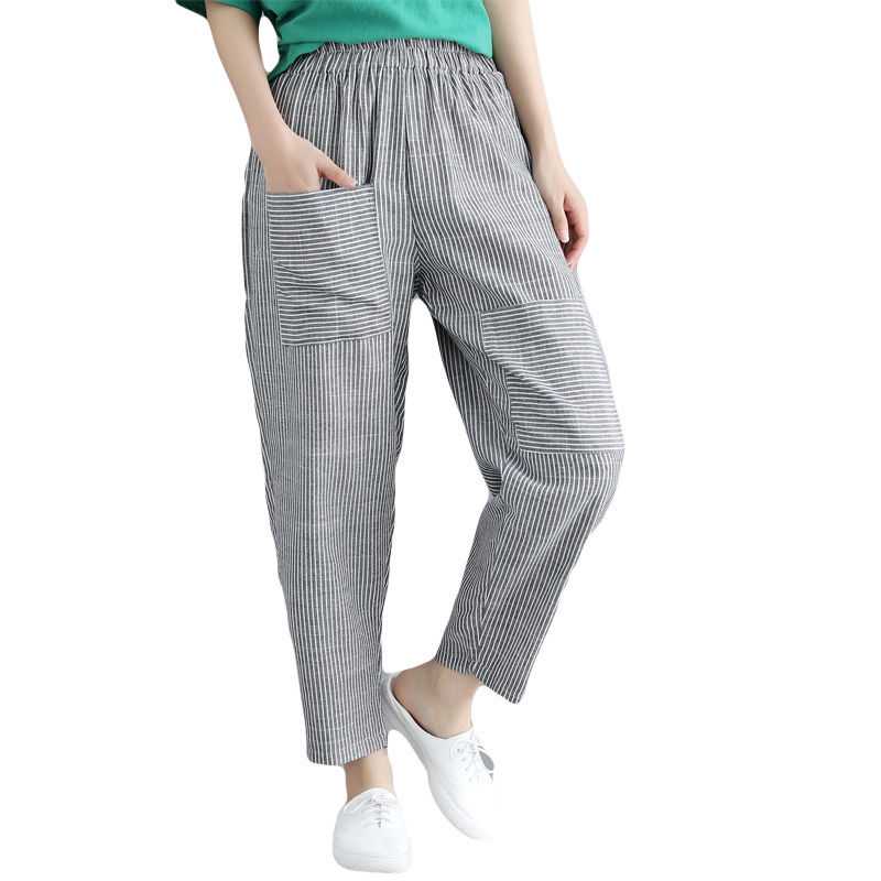 现在很少有女生穿短裤，全新的棉麻裤，舒适透气更百搭