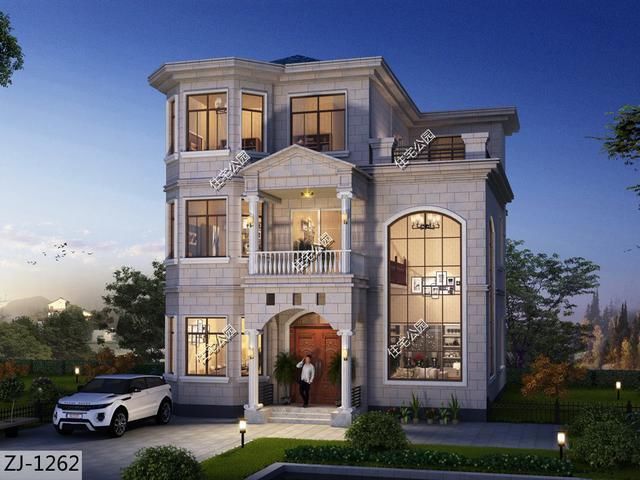  占地尺寸|回农村盖别墅，落地窗+挑空客厅就是漂亮，3套图纸倾心