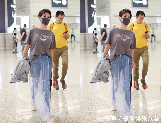 46岁宁静走猫步！穿牛仔裤套纱裙超时髦，网友：“禁止喧哗”亮瞎