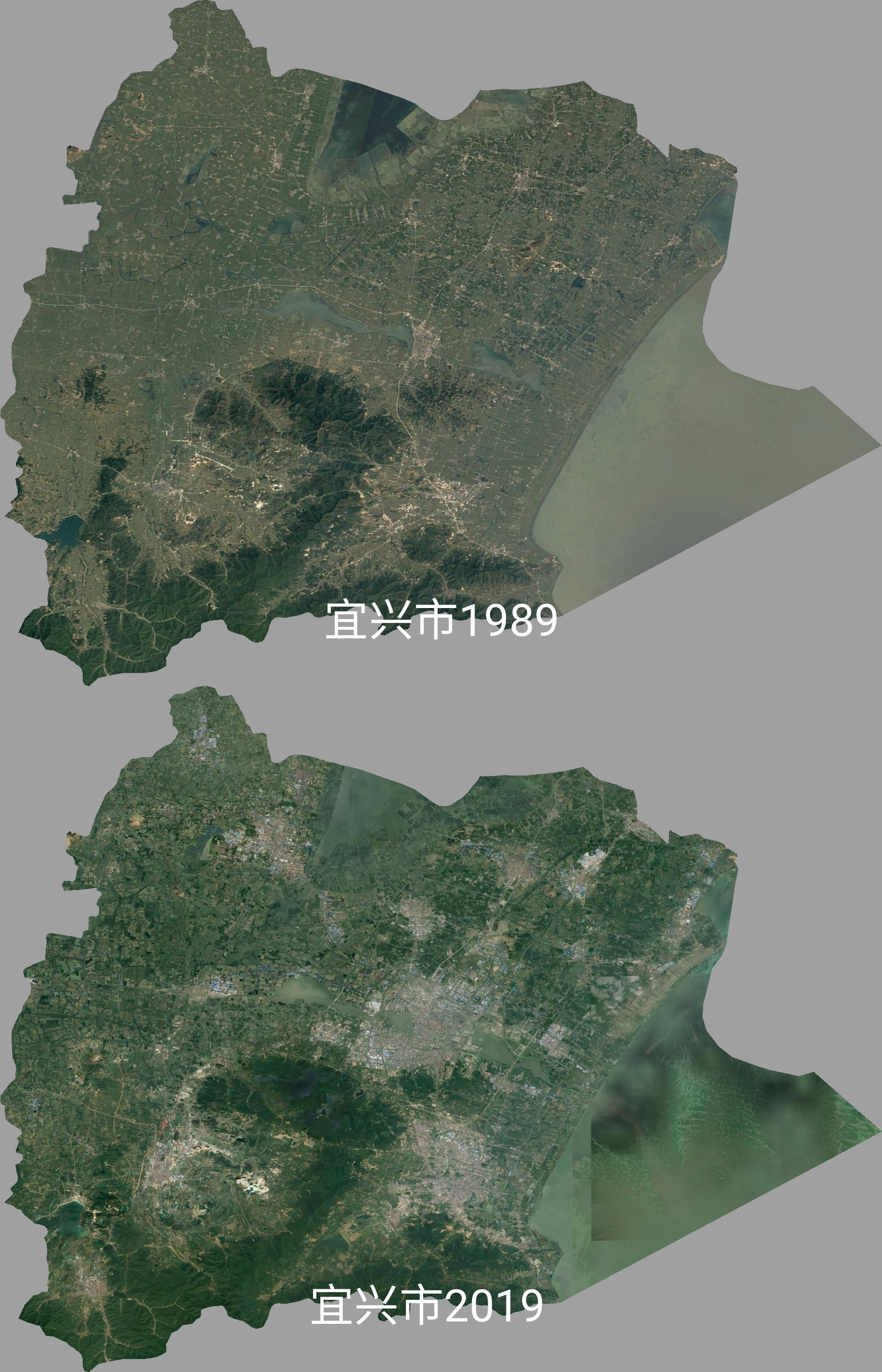  【卫星】江苏无锡市1989-2019高清卫星图对比，飞速发展中的无锡