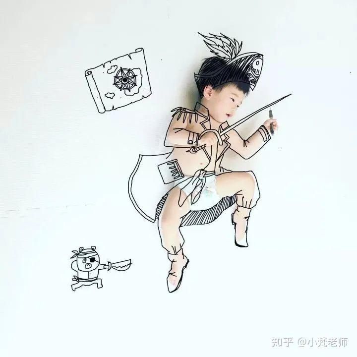  「作品」会画画的老爸把儿子画进了宫崎骏的作品，这才叫真正的“晒娃”！