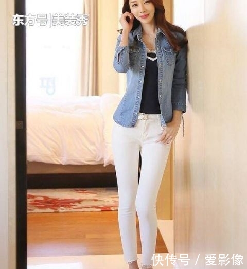 「清爽」清爽迷人的牛仔裤美女,回头率特别高!