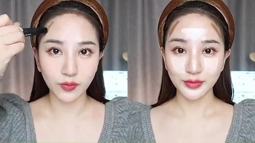  #鹅蛋脸#彩妆师分享不同脸型修容、打亮技巧手把手教学，肉饼脸也变鹅蛋脸
