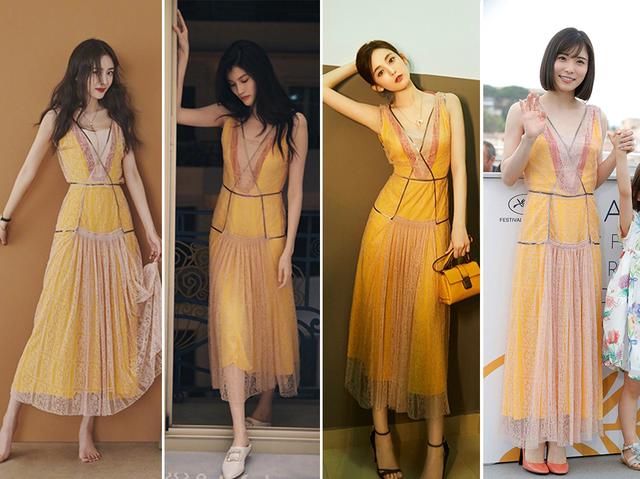 杨幂拍写真把三万的裙子穿出温柔，何穗慵懒，娜扎却搭得一本正经