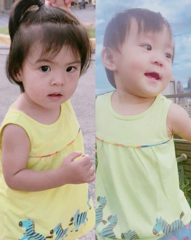 咘咘又长高了，波妞留起长发看起来和咘咘好像双胞胎哦