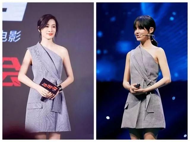 70后与80后撞衫灰色裙，网友:喜欢佘诗曼多一点!