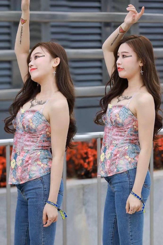 白兮兮、胖乎乎的微胖美女，穿紧身牛仔裤还能这样美!