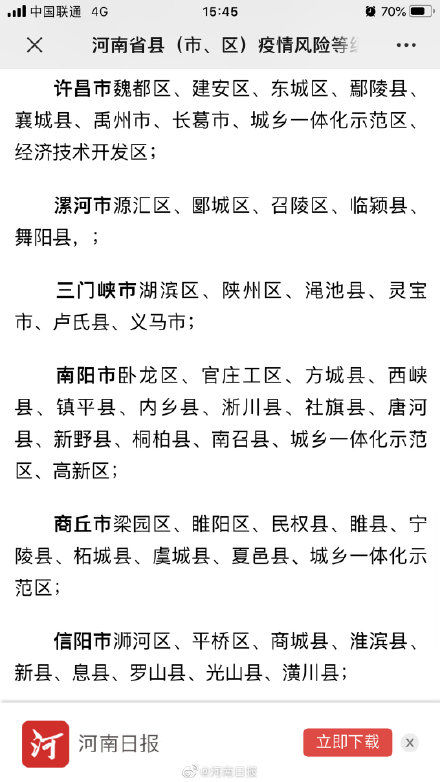  等级■河南省县（市、区）疫情风险等级名单发布