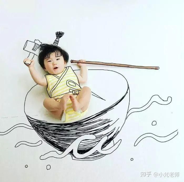  「作品」会画画的老爸把儿子画进了宫崎骏的作品，这才叫真正的“晒娃”！
