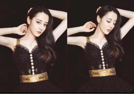 热巴与范冰冰同穿黑金礼服，网友：这才是小蛮腰和水桶腰的区别！