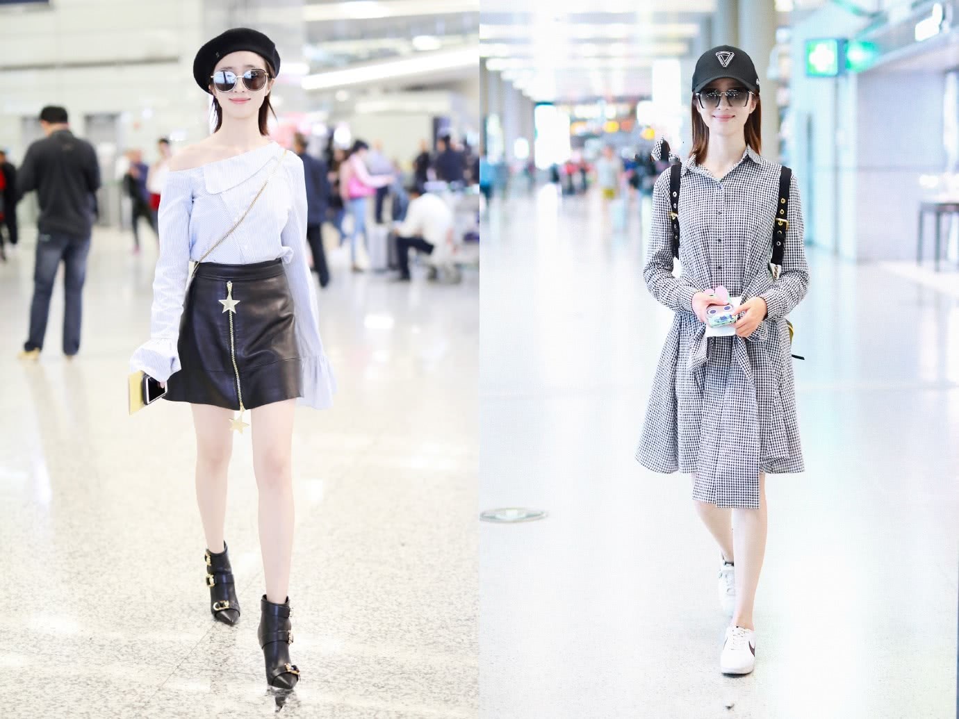 胡冰卿穿牛仔裤去机场，大秀小蛮腰，网友：女神就该这样穿！